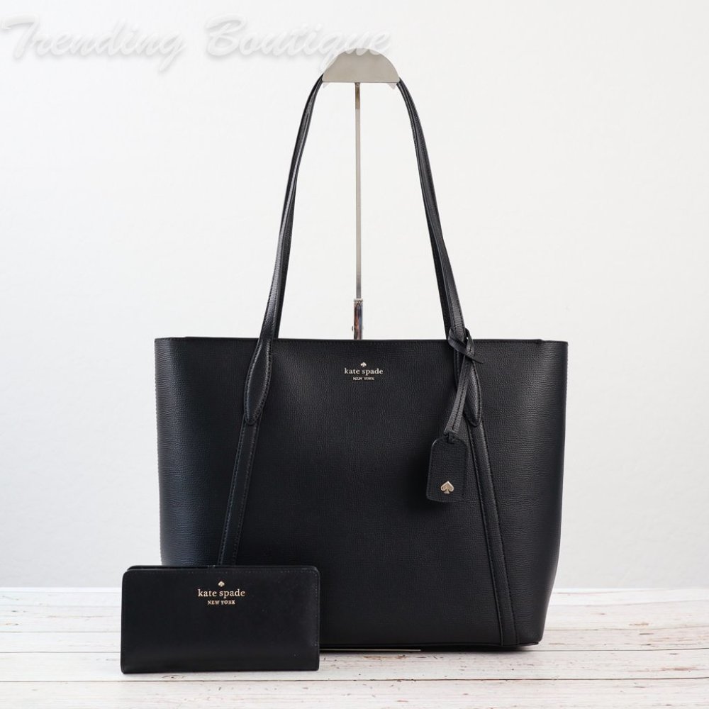 NWT Kate Spade Cara Large Tote & Bifold Wallet in Black *SET*